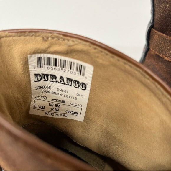 Durango waxed Nubuck suede block heel ankle boots distressed woman’s size 8 - Picture 9 of 10